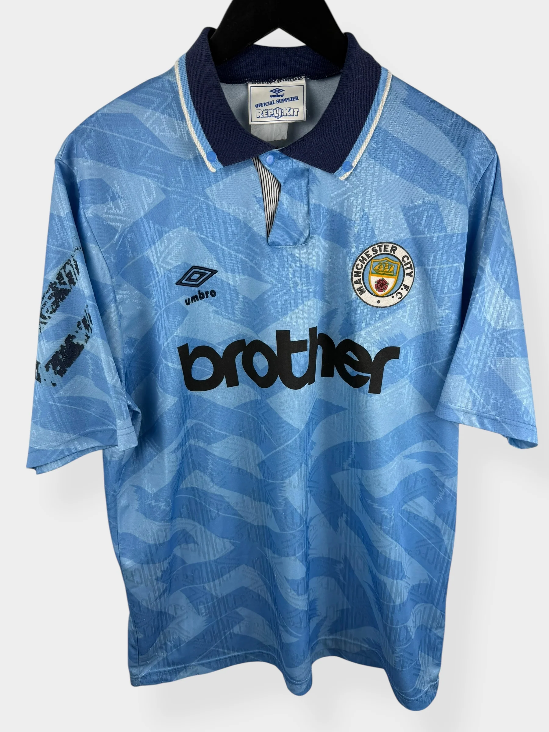 1991-93 MANCHESTER CITY HOME SHIRT L