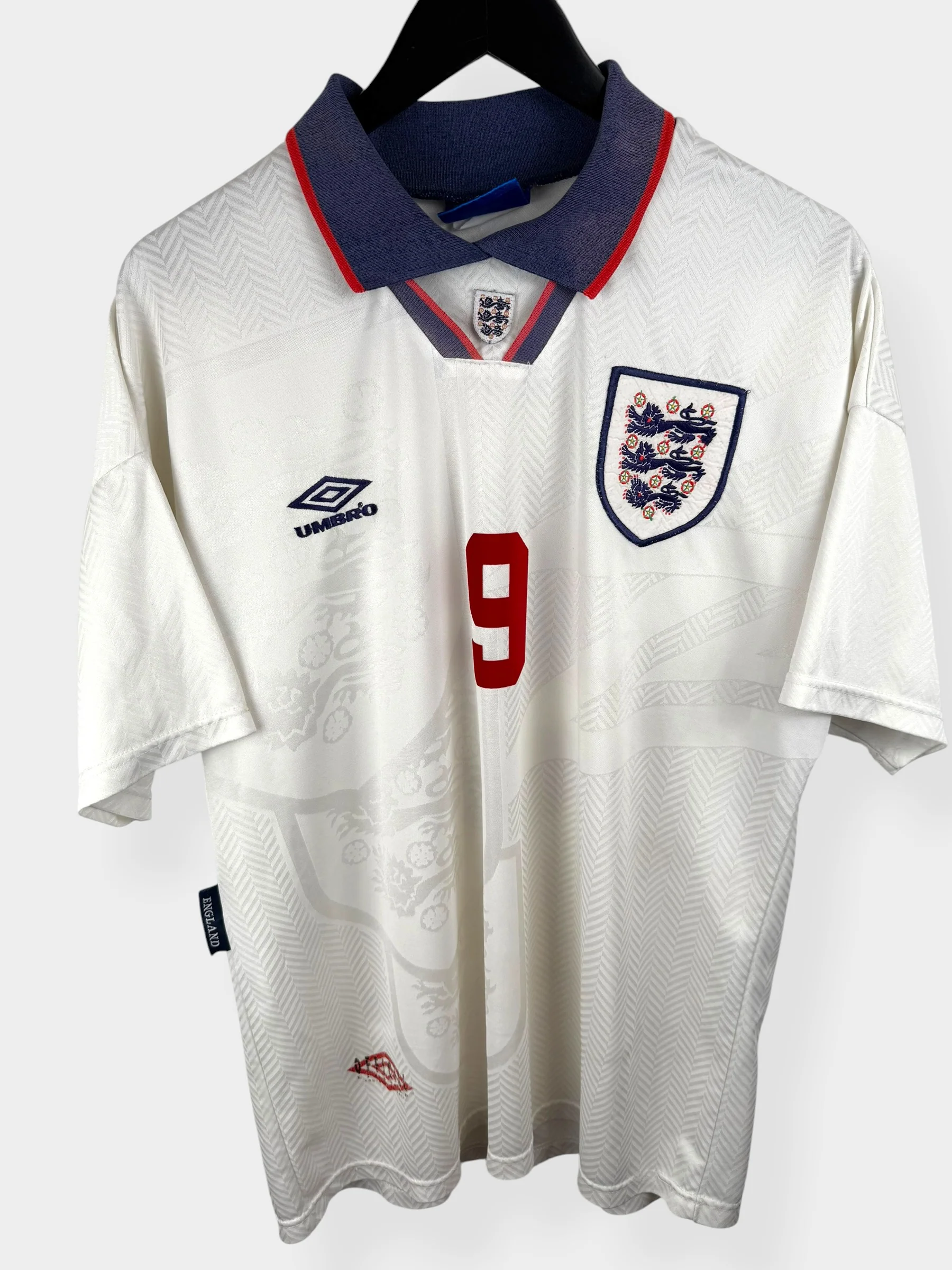 1993-95 ENGLAND HOME SHIRT SHEARER #9 L - Image 2